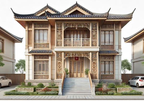 150平方米中式輕鋼別墅戶型設(shè)計圖，感受高端與古典之美